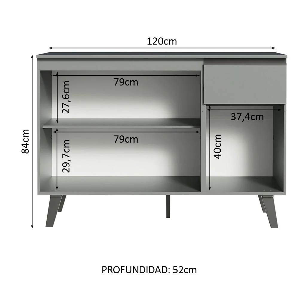 Bajo Mesada Cocina 120 cm 1 Cajón 3 Puertas Gris Nice Madesa - Image 3