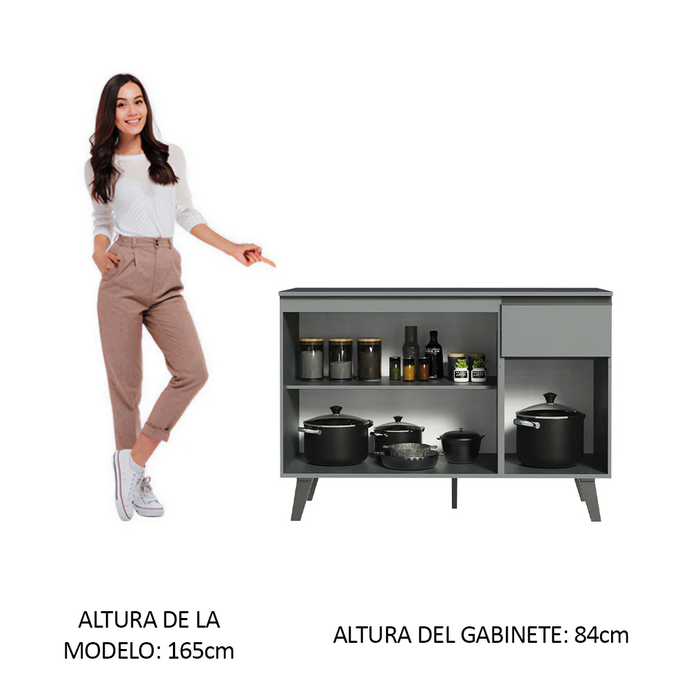 Bajo Mesada Cocina 120 cm 1 Cajón 3 Puertas Gris Nice Madesa - Image 4
