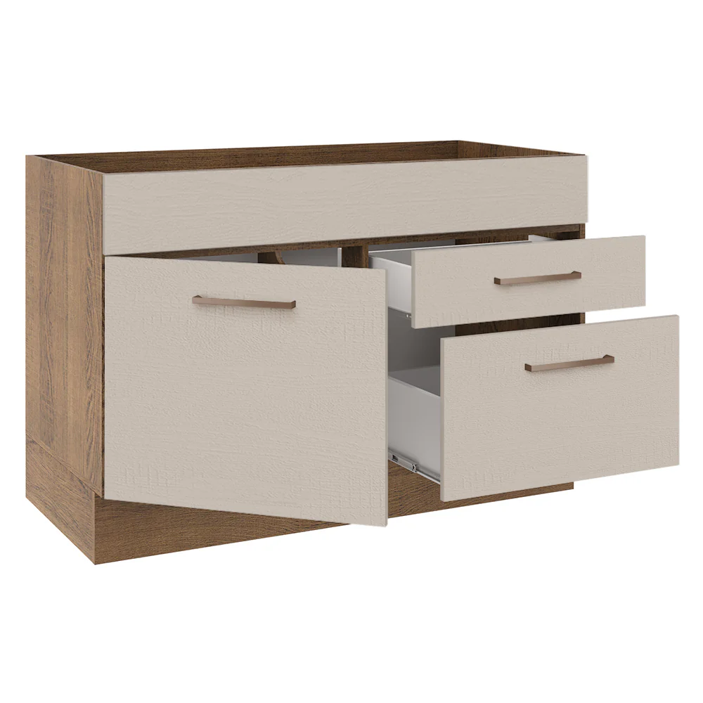 Bajo Mesada para Bacha 120 cm 2 Cajones 1 Puerta (Sin Mesada y Bacha) Marrón/Crema Agata Madesa - Image 6