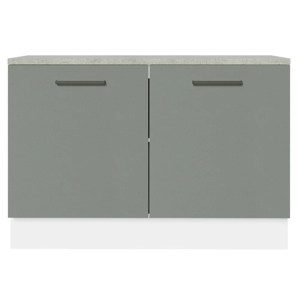Bajo Mesada Cocina 120 cm 2 Puertas (Con Mesada) Blanco/Gris Agata Madesa - Image 3