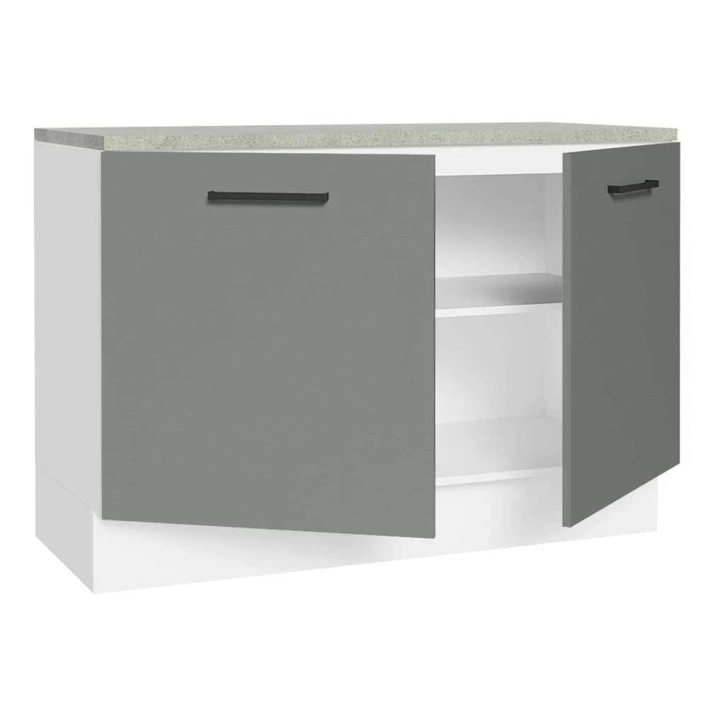 Bajo Mesada Cocina 120 cm 2 Puertas (Con Mesada) Blanco/Gris Agata Madesa - Image 6