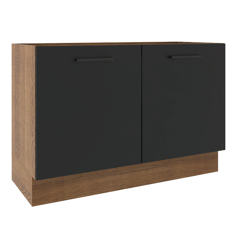 Bajo Mesada para Bacha 120 cm 2 Puertas (Sin Mesada y Bacha) Marrón/Negro Agata Madesa
