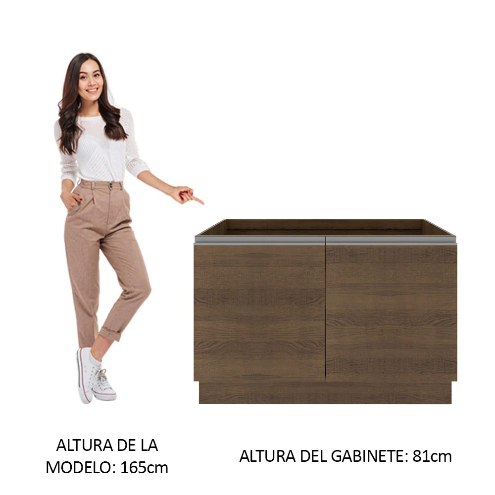 Bajo Mesada para Bacha 120 cm 2 Puertas (Sin Mesada y Bacha) Marrón Glamy Madesa - Image 3