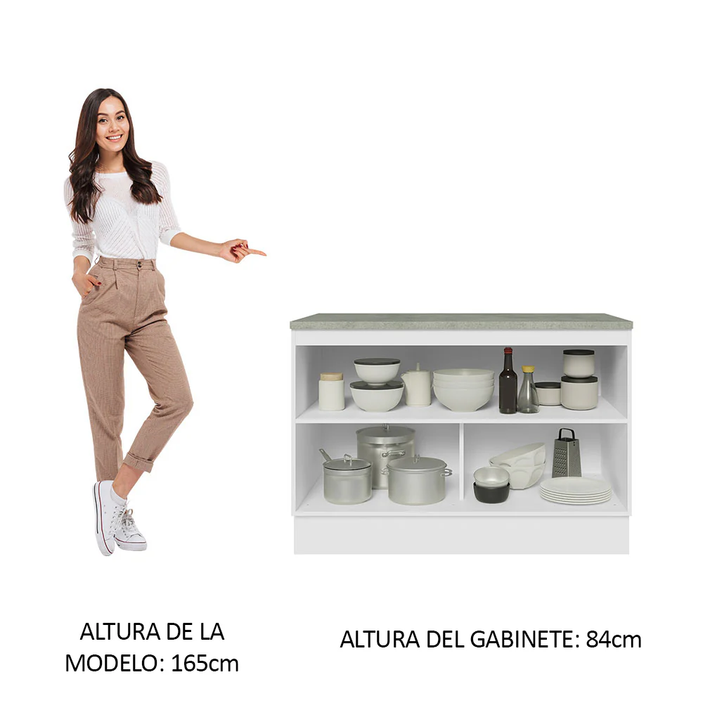 Bajo Mesada Cocina 120 cm x 60 cm, Sin cajones 2 Puertas Lux Blanco/Gris - Image 4