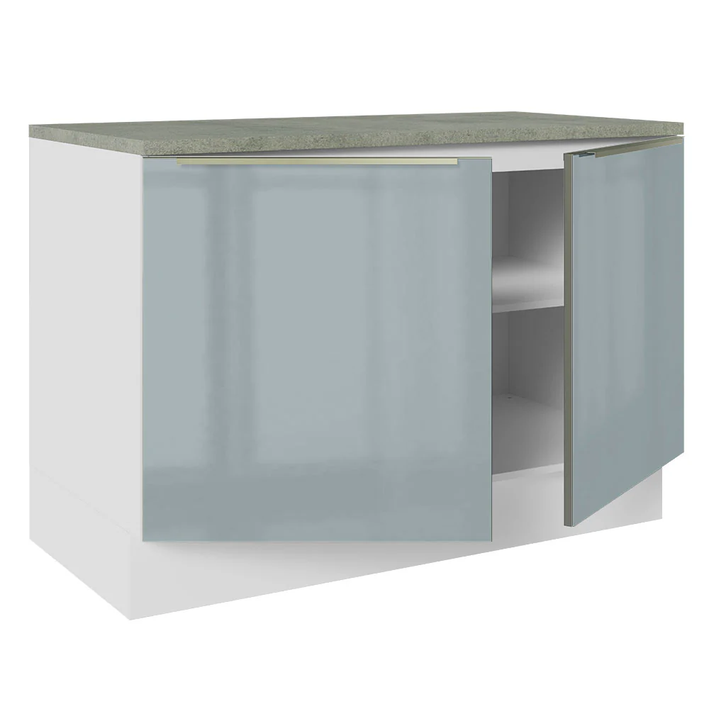 Bajo Mesada Cocina 120 cm x 60 cm, Sin cajones 2 Puertas Lux Blanco/Gris - Image 7