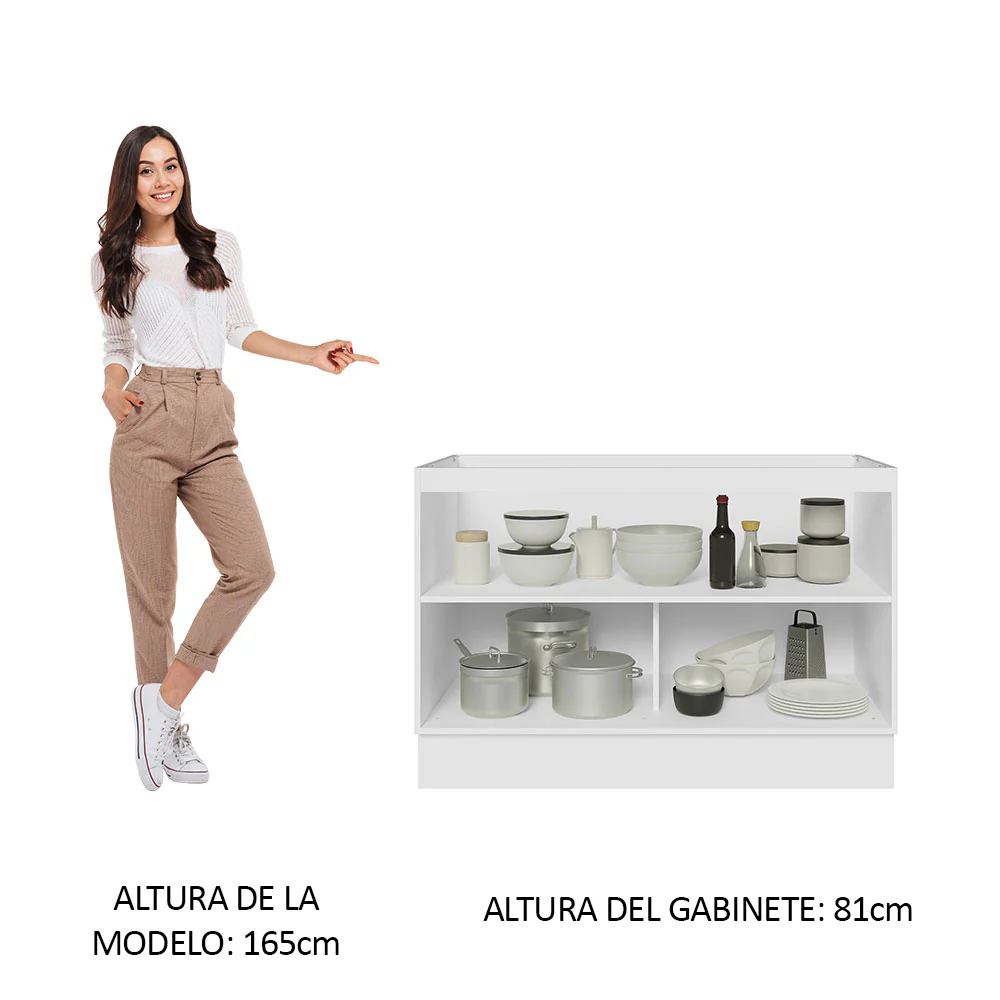 Bajo Mesada Cocina 120 cm x 60 cm, 2 Puertas Lux Blanco/Gris - Image 4