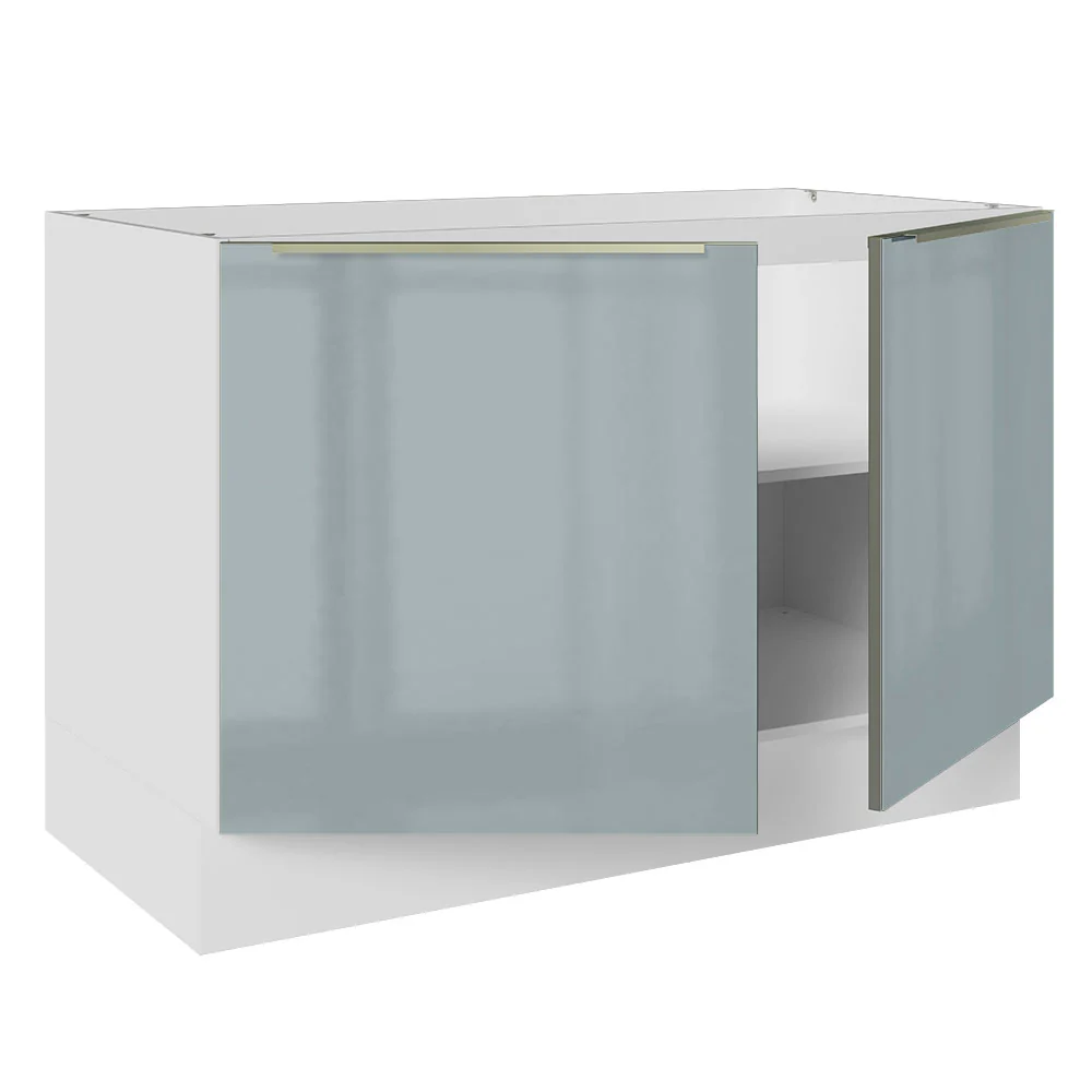 Bajo Mesada Cocina 120 cm x 60 cm, 2 Puertas Lux Blanco/Gris - Image 7