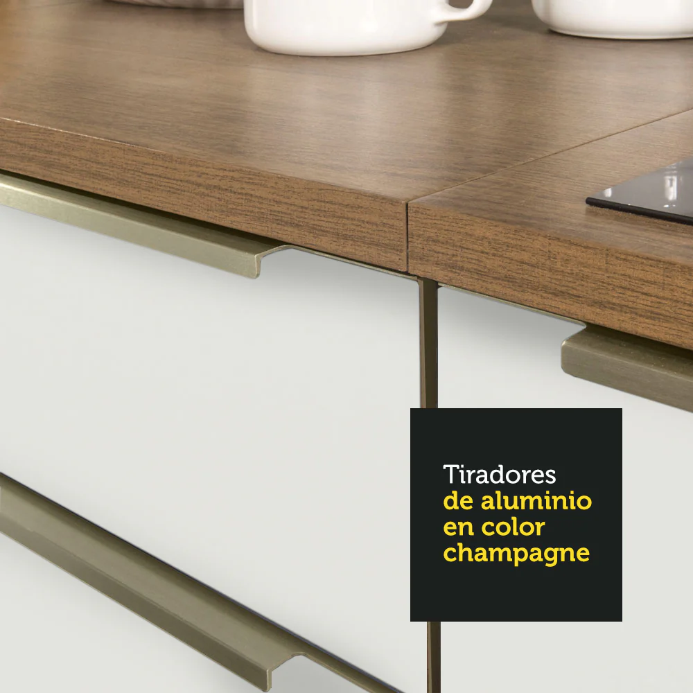 Bajo Mesada Cocina 120 cm x 60 cm, Sin cajones 2 Puertas Lux Marrón/Blanco - Image 5