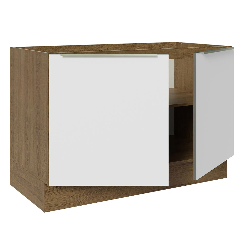 Bajo Mesada Cocina 120 cm x 60 cm, Sin cajones 2 Puertas Lux Marrón/Blanco - Image 7