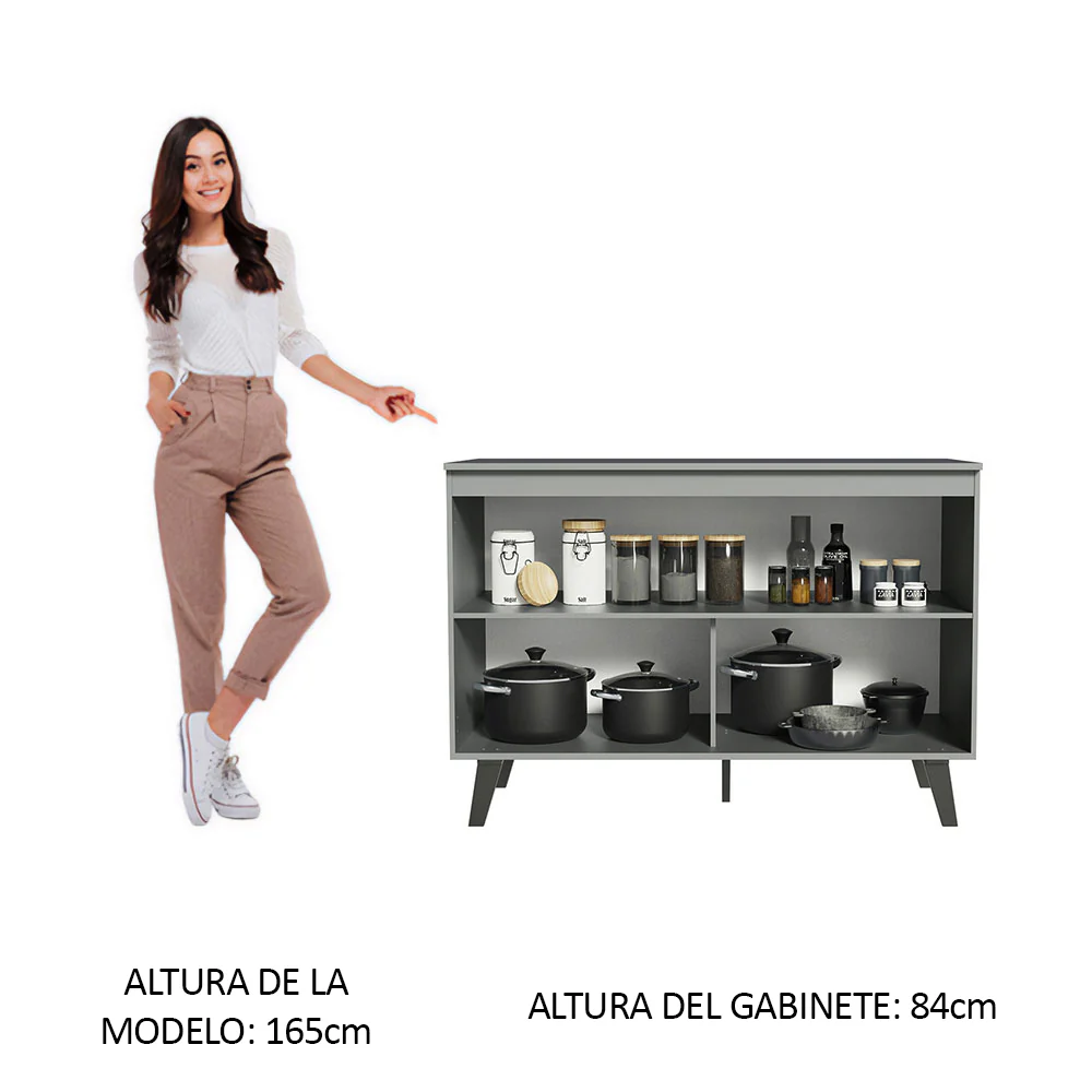 Bajo Mesada Cocina 120 cm 2 Puertas Gris Nice Madesa - Image 3