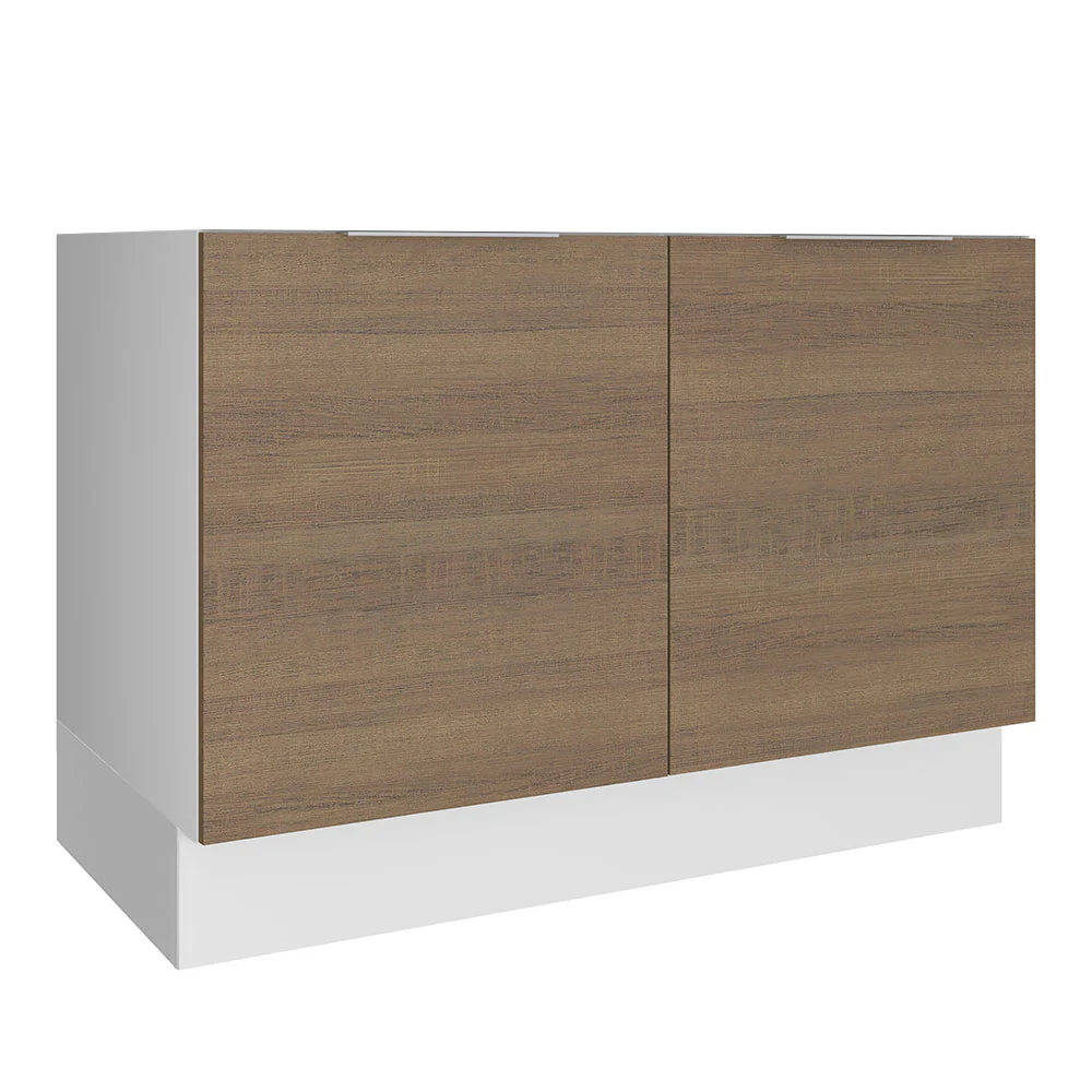 Bajo Mesada para Bacha 120 cm 2 Puertas (Sin Mesada y Bacha) Blanco/Marrón Stella Madesa