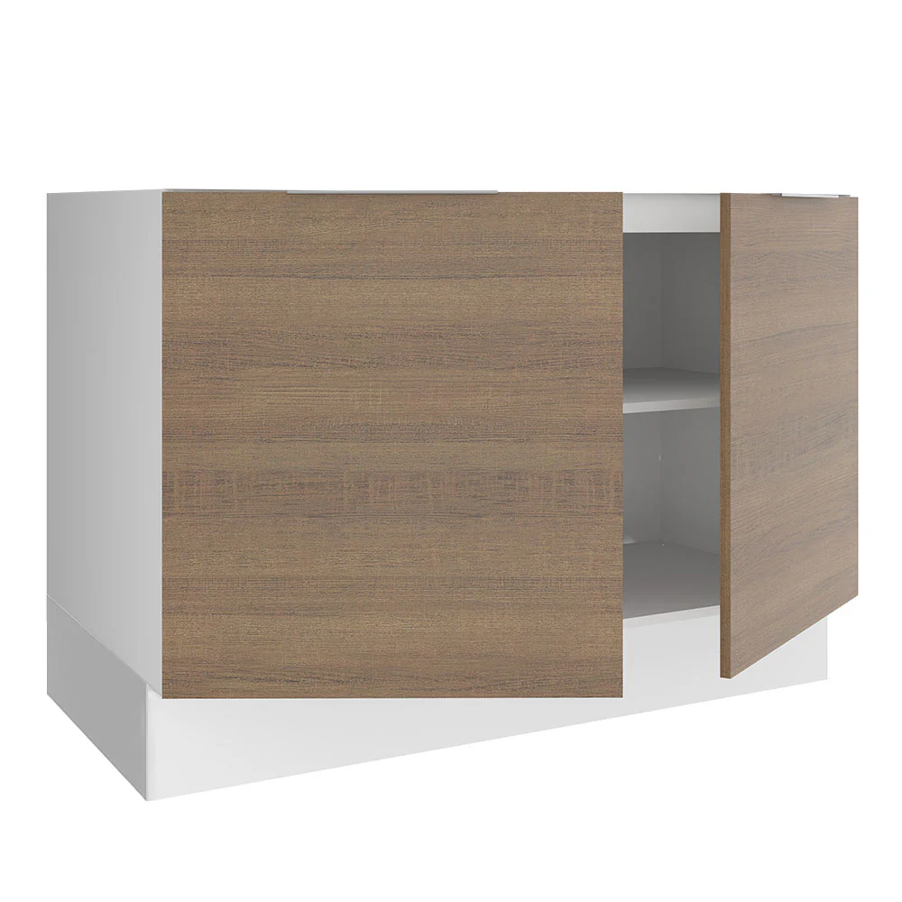 Bajo Mesada para Bacha 120 cm 2 Puertas (Sin Mesada y Bacha) Blanco/Marrón Stella Madesa - Image 7