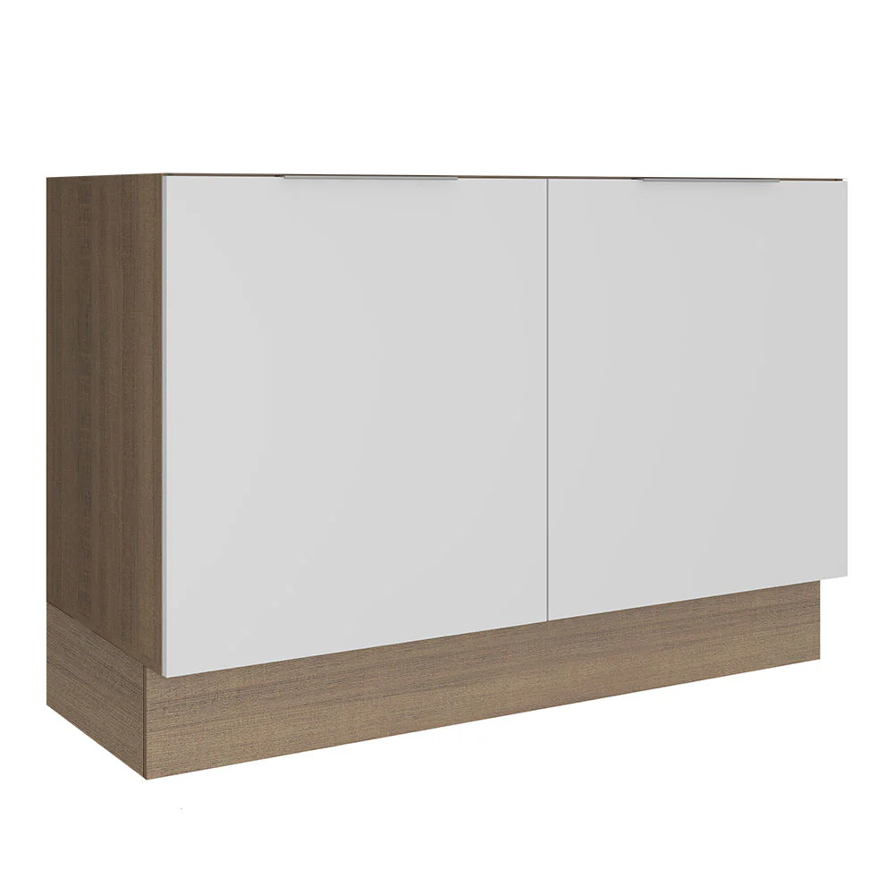 Bajo Mesada para Bacha 120 cm 2 Puertas (Sin Mesada y Bacha) Marrón/Blanco Stella Madesa