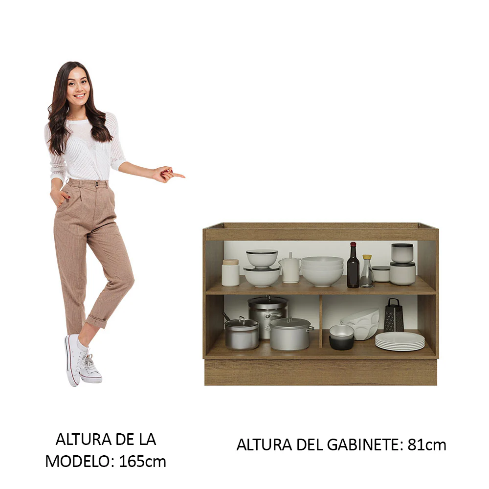 Bajo Mesada Cocina 120 cm x 60 cm, 2 Puertas Lux Marrón/Gris - Image 4