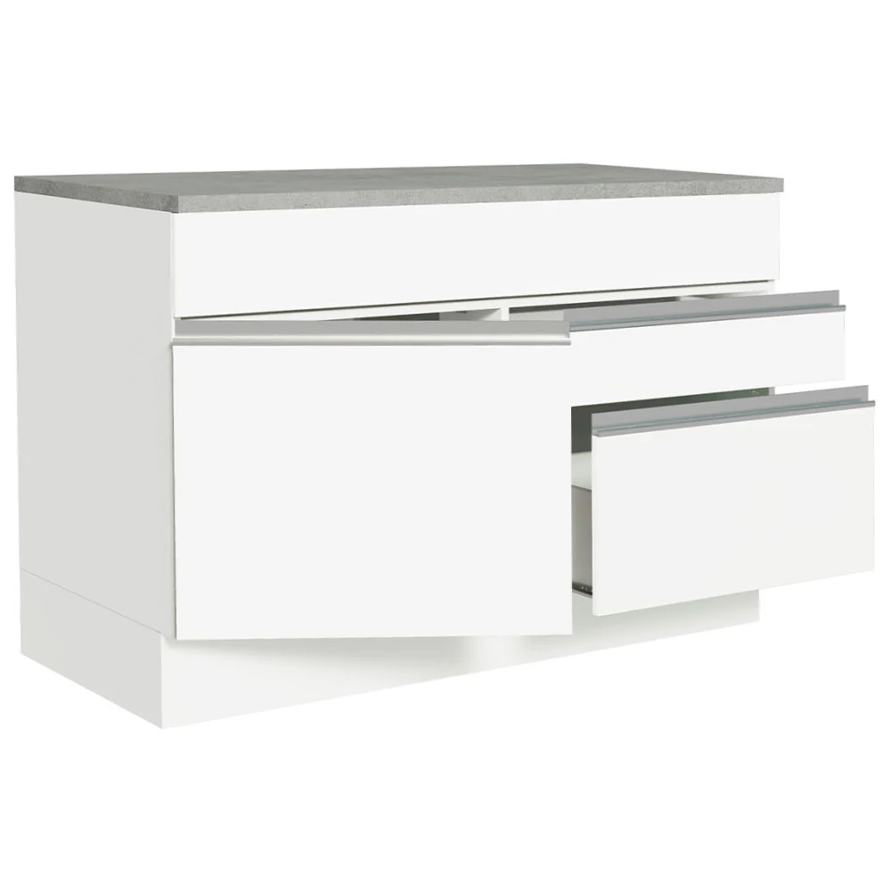 Bajo Mesada Cocina 120 x 60 cm 1 Puerta 2 Cajones Blanco (Con Mesada) Glamy Madesa - Image 5