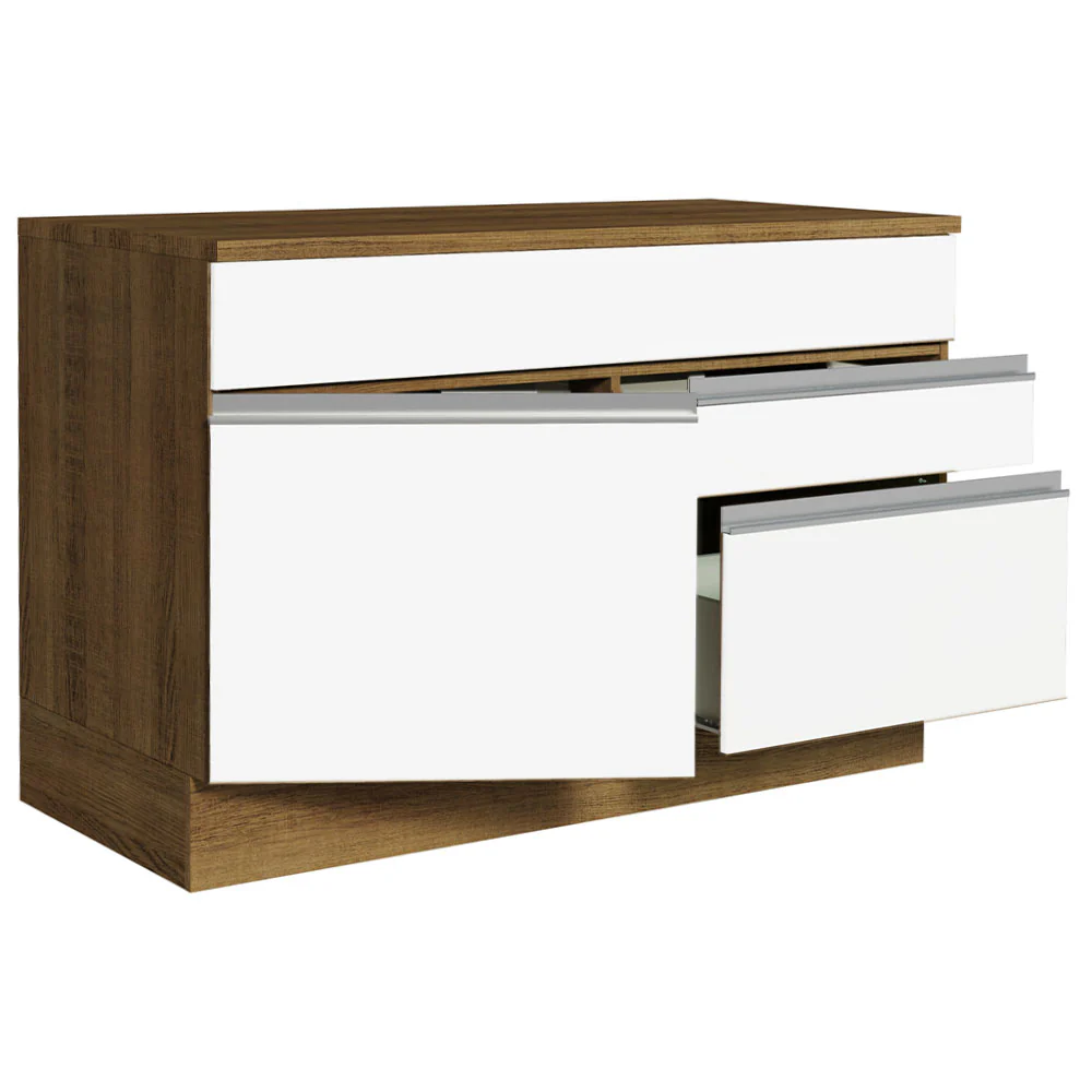 Bajo Mesada Cocina 120 x 60 cm 1 Puerta 2 Cajones Marrón/Blanco (Con Mesada) Glamy Madesa - Image 7