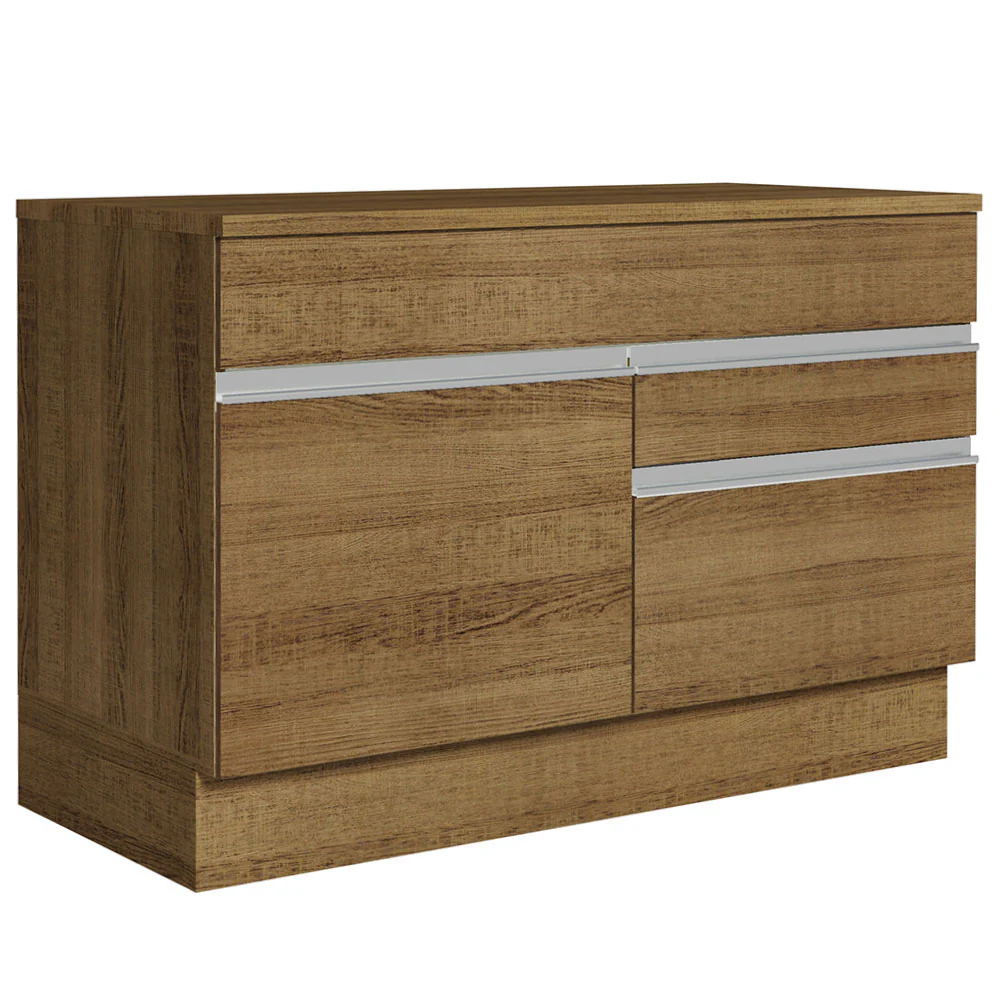 Bajo Mesada Cocina 120 x 60 cm 1 Puerta 2 Cajones Marrón (Con Mesada) Glamy Madesa