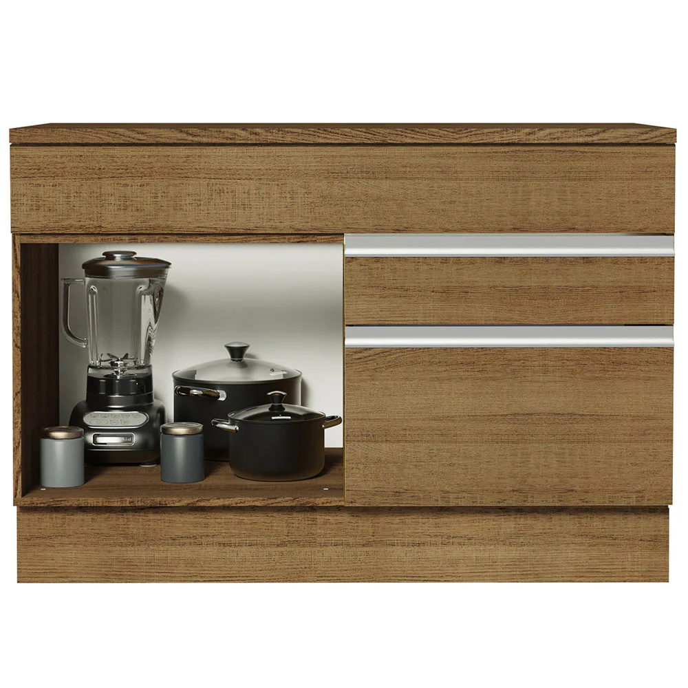 Bajo Mesada Cocina 120 x 60 cm 1 Puerta 2 Cajones Marrón (Con Mesada) Glamy Madesa - Image 6