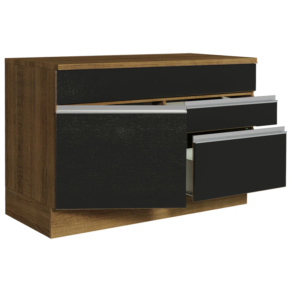 Bajo Mesada Cocina 120 x 60 cm 1 Puerta 2 Cajones Marrón/Negro (Con Mesada) Glamy Madesa - Image 7