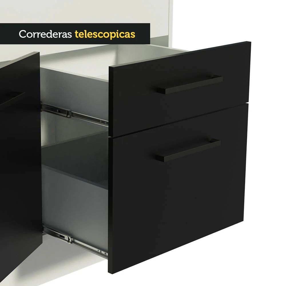 Bajo Mesada 150 cm 2 Cajones 2 Puertas Agata Blanco/Negro - Image 6