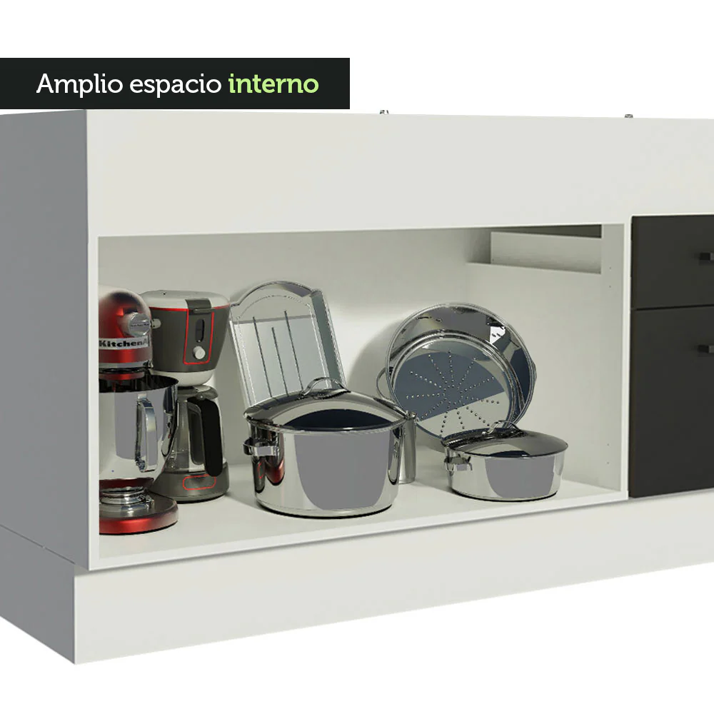 Bajo Mesada 150 cm 2 Cajones 2 Puertas Agata Blanco/Negro - Image 7