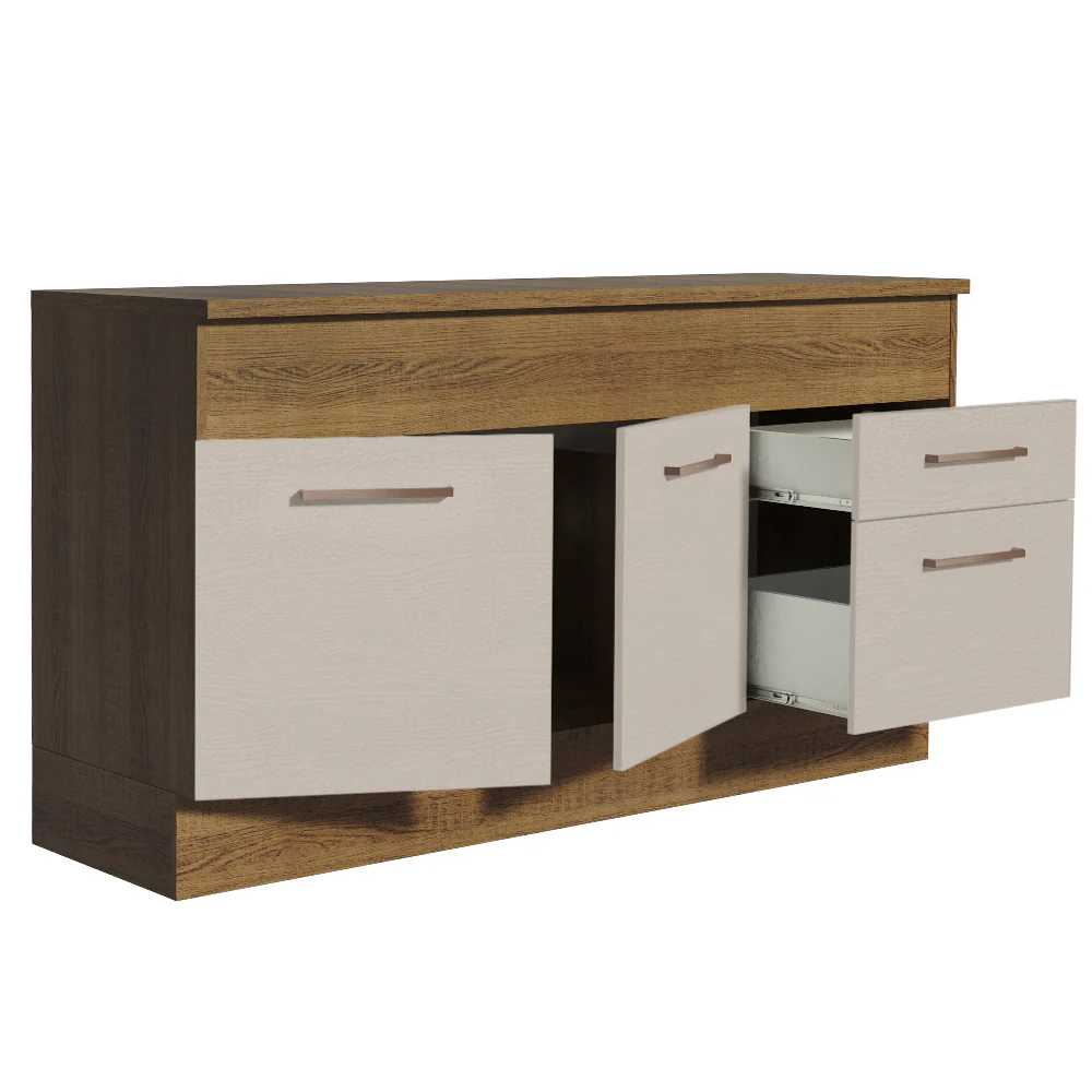 Bajo Mesada 150 cm 2 Portas e 2 Gavetas (Con Mesada) Marrón/Crema Agata - Image 4