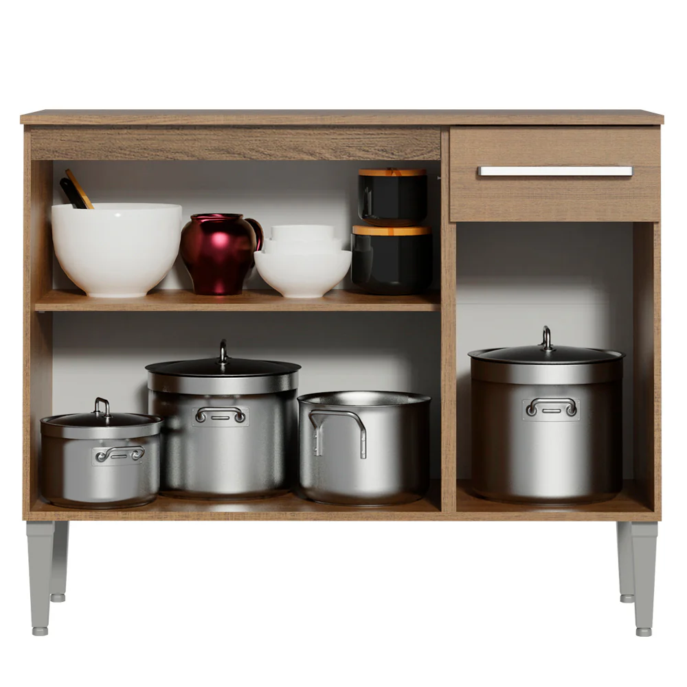 Bajo Mesada Cocina 105 cm 3 Puertas y 1 Cajón Marrón Emilly Madesa - Image 5