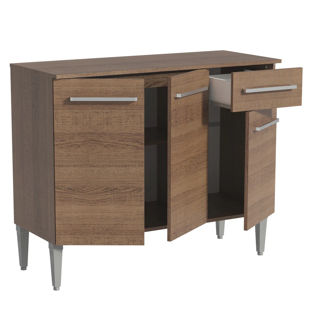 Bajo Mesada Cocina 105 cm 3 Puertas y 1 Cajón Marrón Emilly Madesa - Image 6