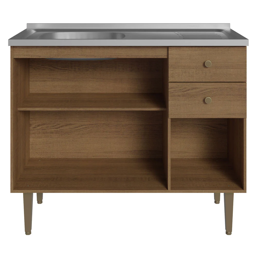 Bajo Mesada 3 Puertas y 2 Cajones 105cm con Bacha Marrón Gourmet - Image 6