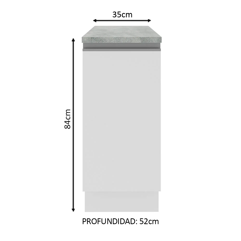 Bajo Mesada 35 cm 1 Puerta (Con Mesada) Blanco Glamy Madesa - Image 2