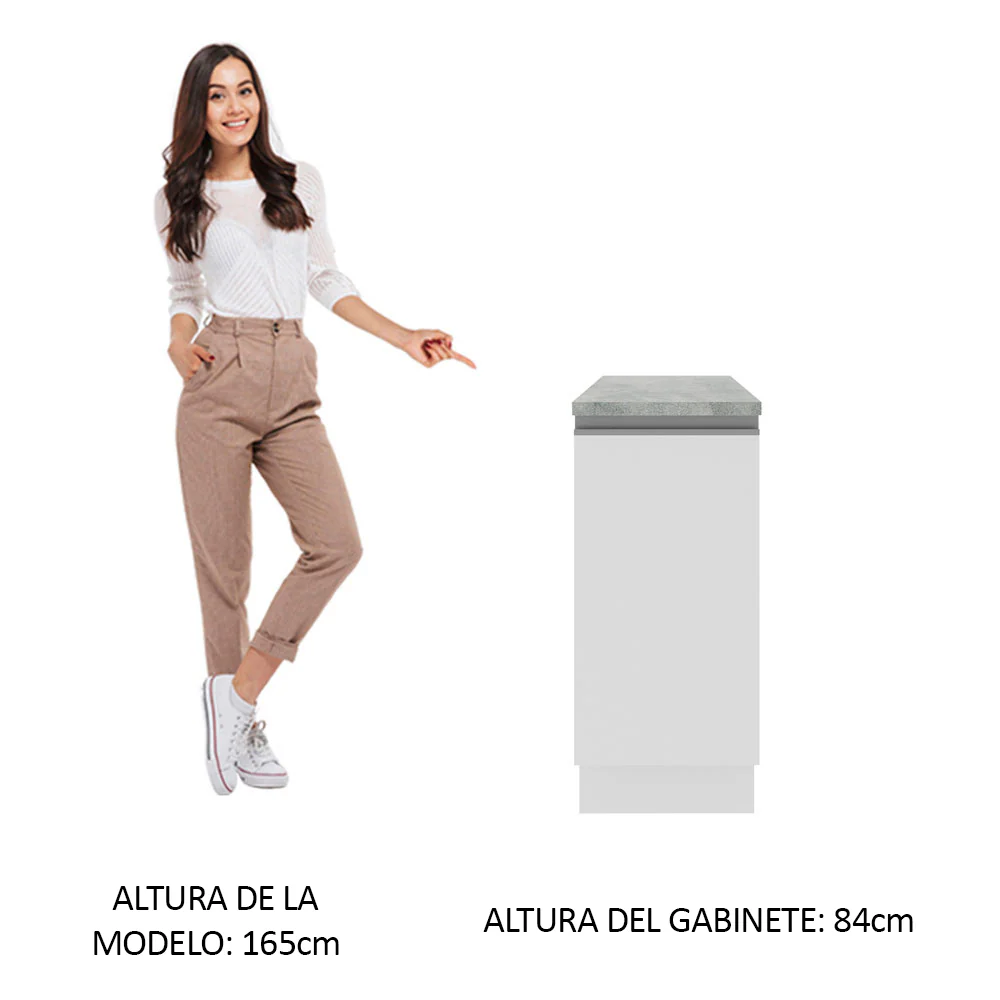 Bajo Mesada 35 cm 1 Puerta (Con Mesada) Blanco Glamy Madesa - Image 5