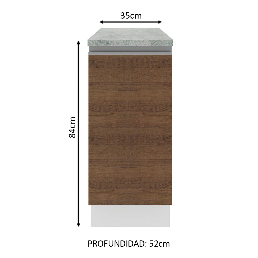 Bajo Mesada 35 cm 1 Puerta (Con Mesada) Blanco/Marrón Glamy Madesa - Image 2