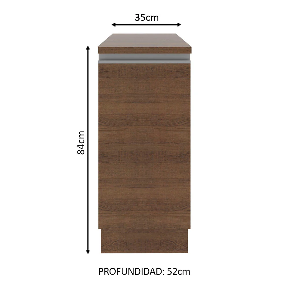 Bajo Mesada 35 cm 1 Puerta (Con Mesada) Marrón Glamy Madesa - Image 2