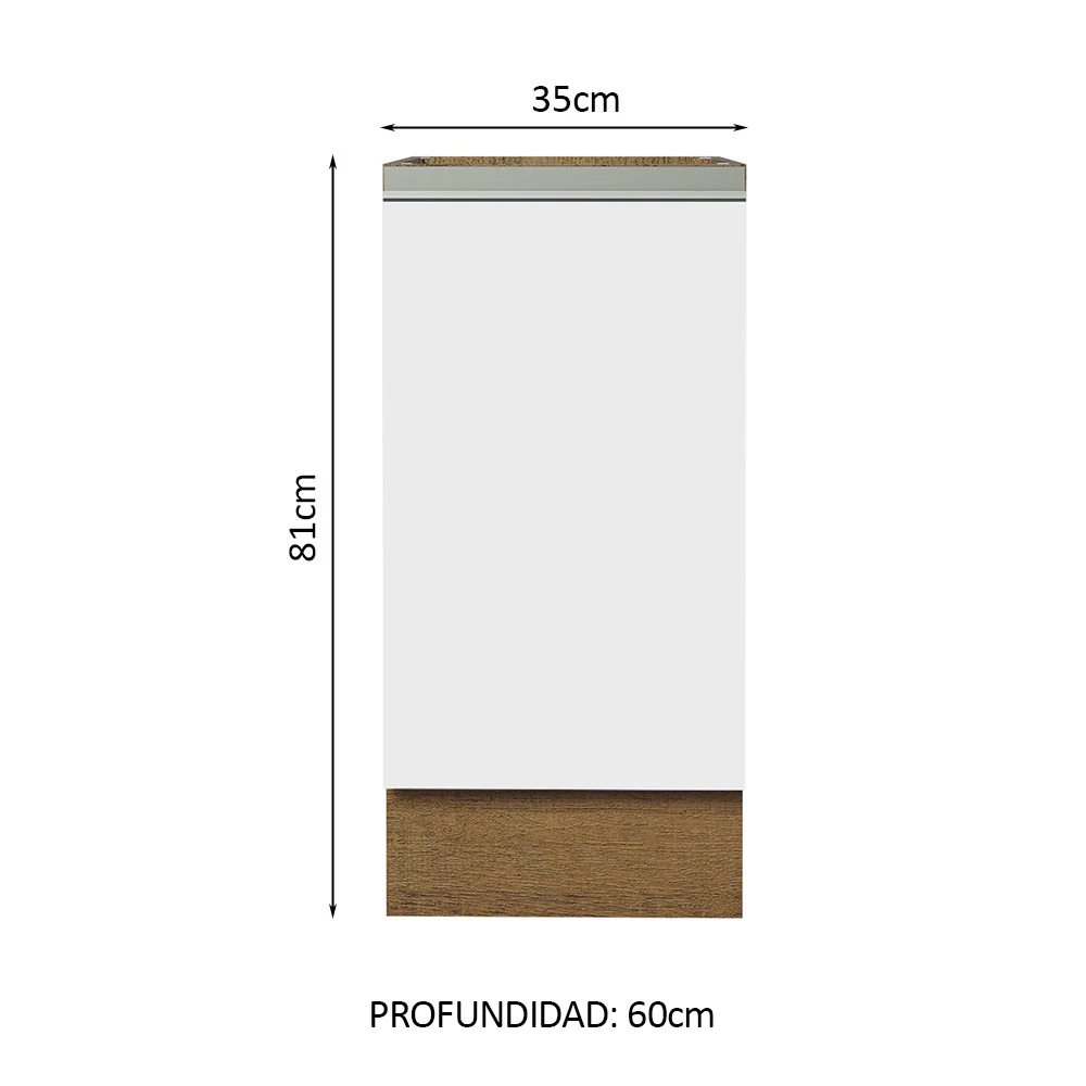 Bajo Mesada 35 x 60 cm, 1 Puertas (Sin Mesada) Glamy Marrón/Blanco - Image 2