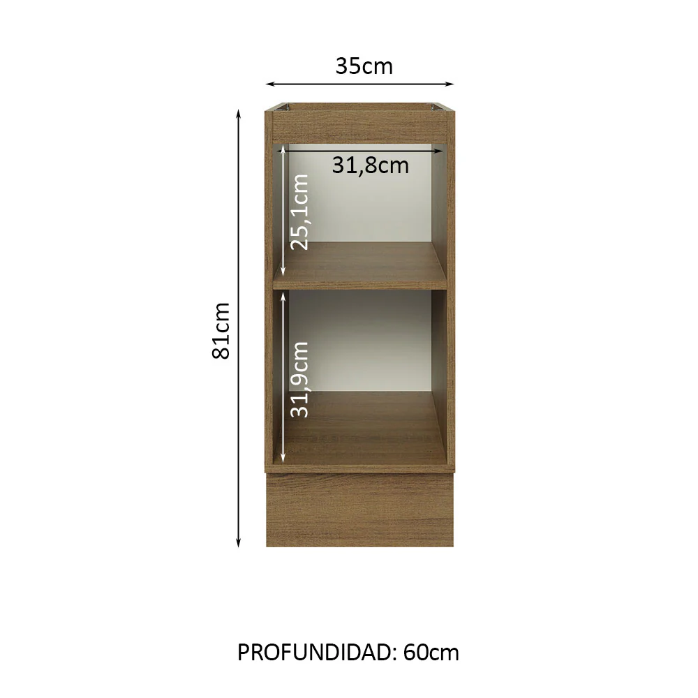 Bajo Mesada 35 x 60 cm, 1 Puertas (Sin Mesada) Glamy Marrón/Blanco - Image 3