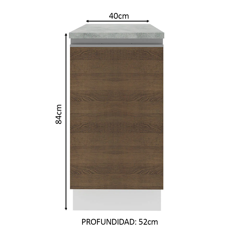 Bajo Mesada 40 cm 1 Puerta Glamy Blanco/Marrón - Image 2