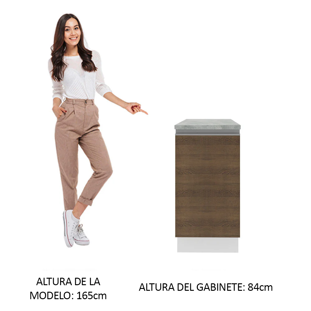 Bajo Mesada 40 cm 1 Puerta Glamy Blanco/Marrón - Image 4