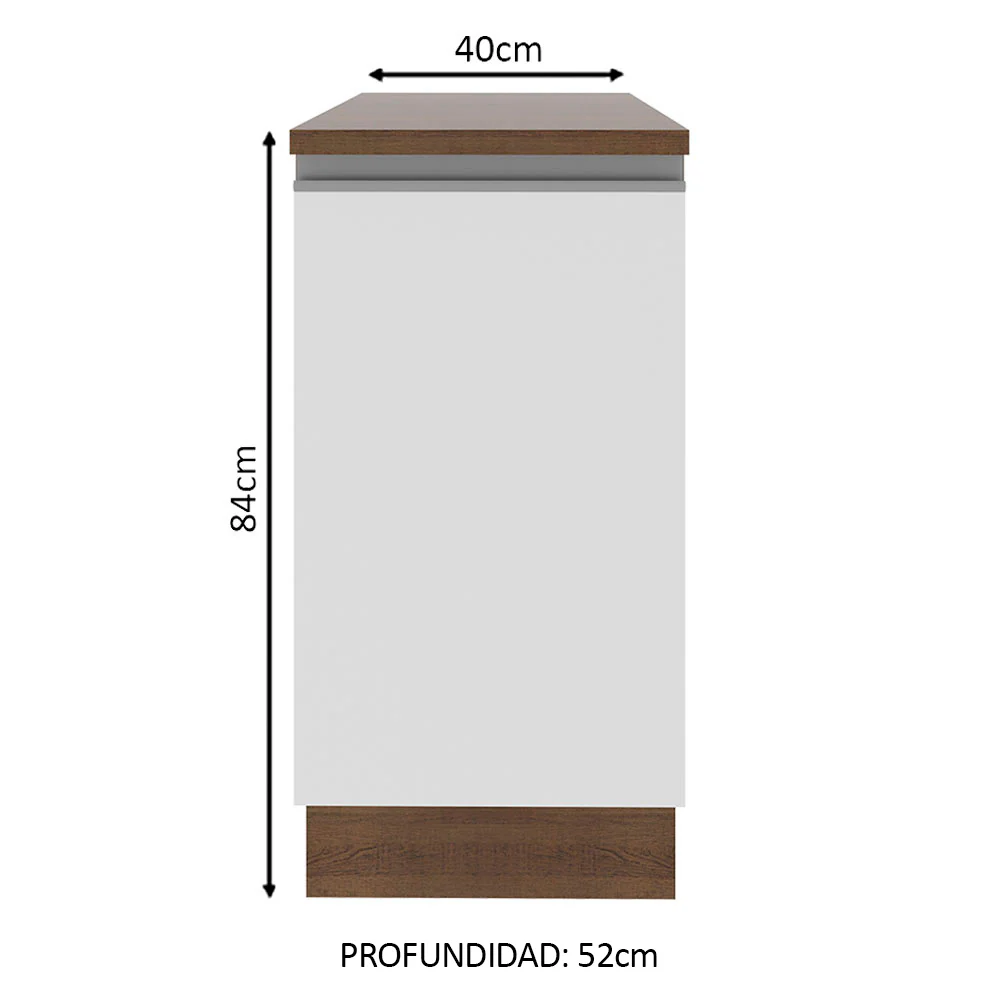 Bajo Mesada 40 cm 1 Puerta Glamy Marrón/Blanco - Image 2