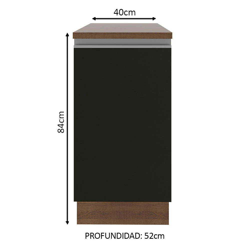 Bajo Mesada 40 cm 1 Puerta Glamy Marrón/Negro - Image 2