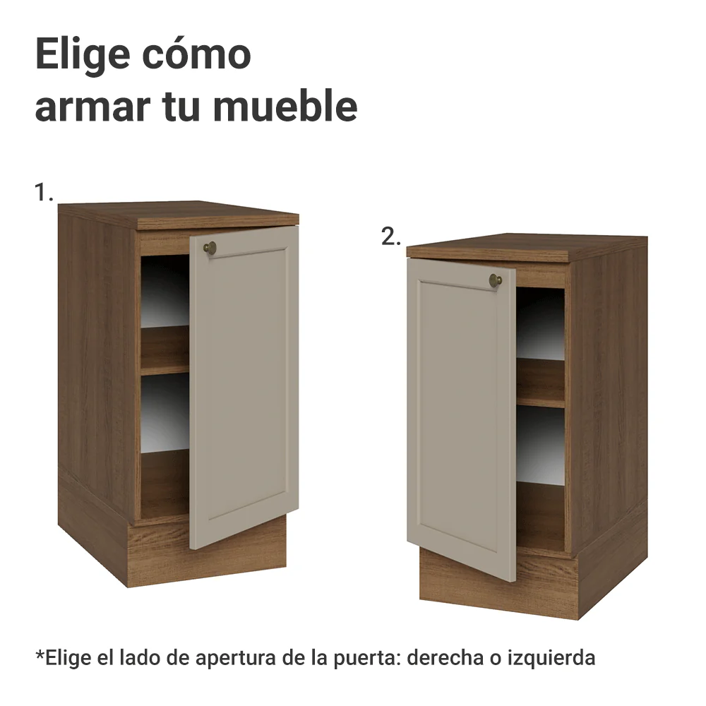 Bajo Mesada 40 cm 1 Pueta Marrón/Crema Vik Madesa - Image 4