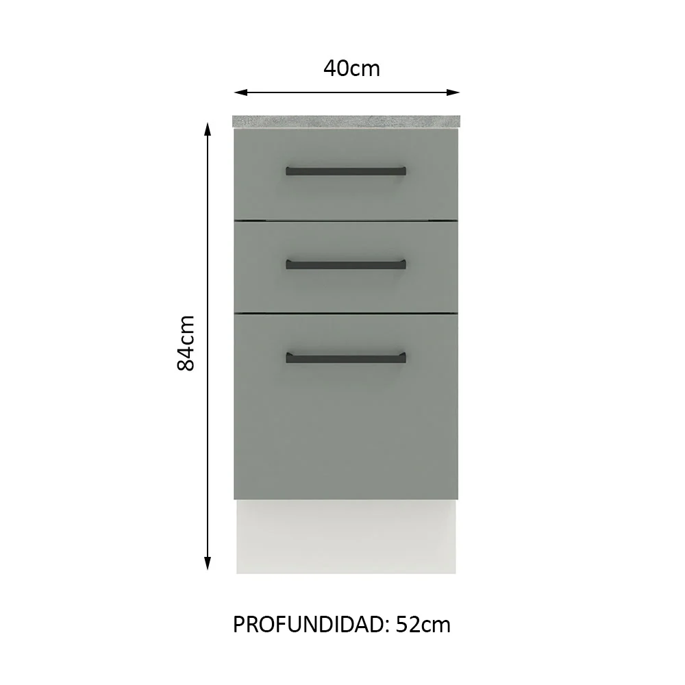 Bajo Mesada 40 cm 3 Cajones Agata Blanco/Gris - Image 2