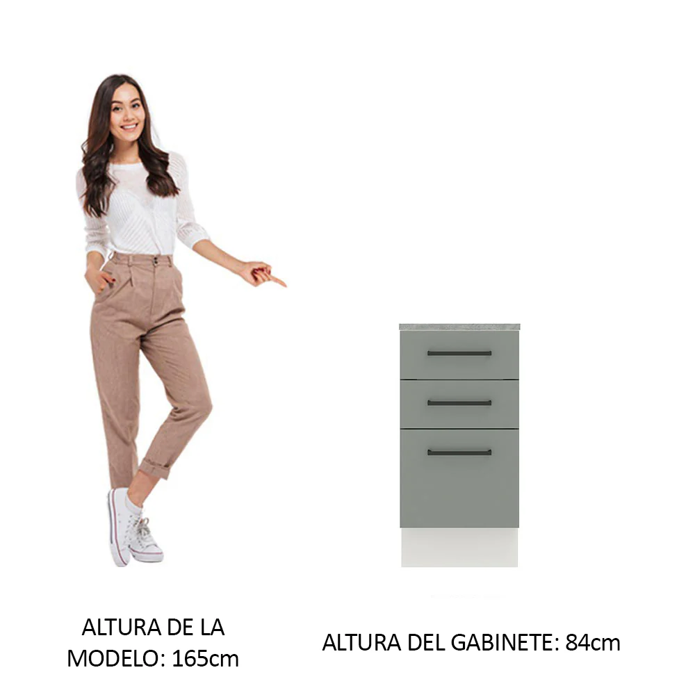Bajo Mesada 40 cm 3 Cajones Agata Blanco/Gris - Image 3