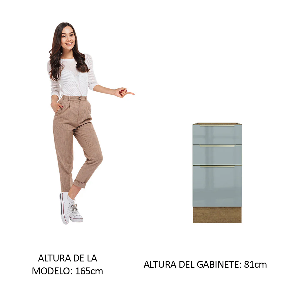 Bajo Mesada 40 cm x 60 cm, 3 Cajones Lux Marrón/Gris - Image 3