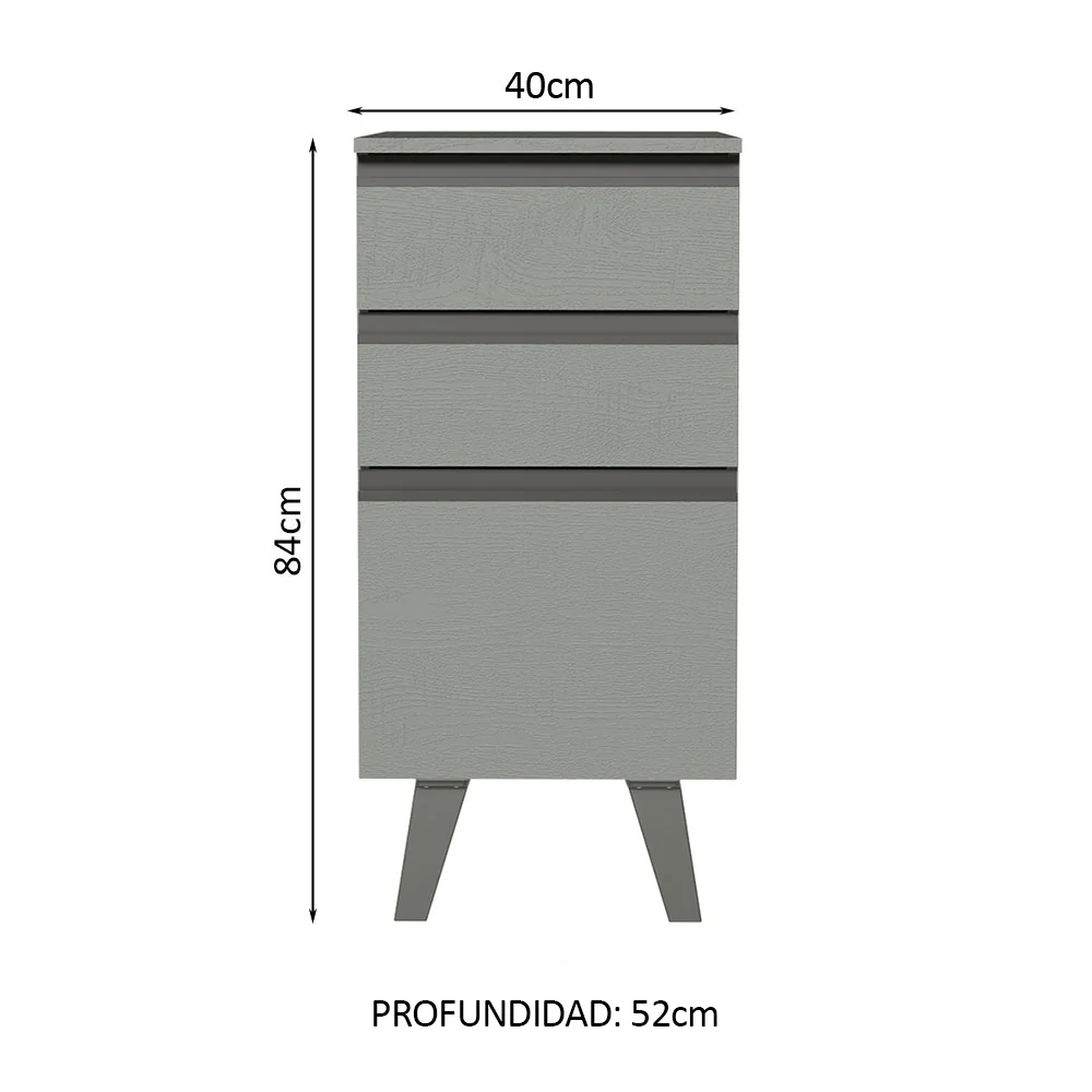 Bajo Mesada 40 cm 3 Cajones Nice Gris - Image 2
