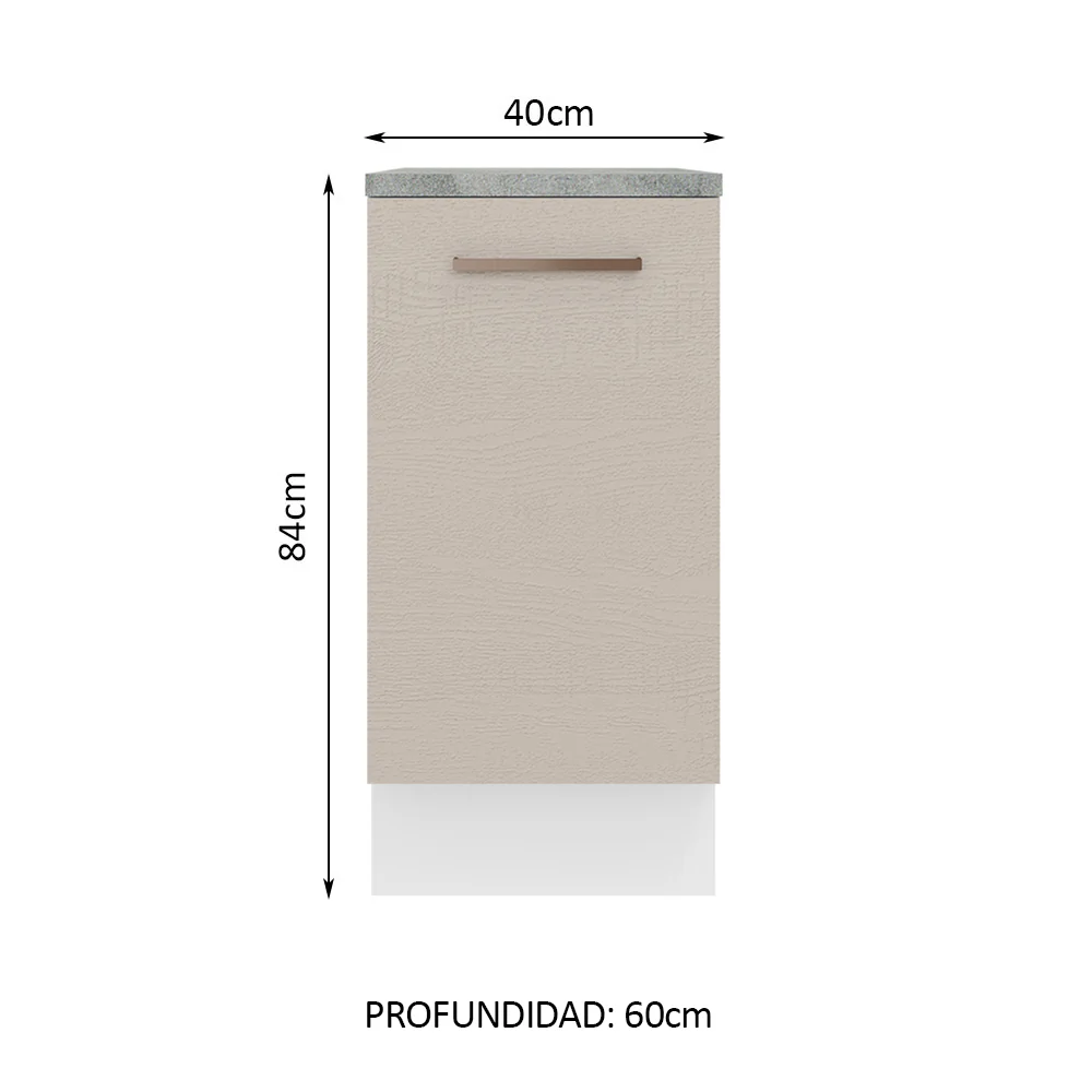 Bajo Mesada 40 cm x 60 cm, 1 Puerta Agata Blanco/Crema - Image 2