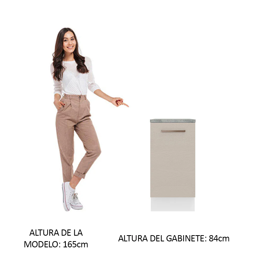Bajo Mesada 40 cm x 60 cm, 1 Puerta Agata Blanco/Crema - Image 3