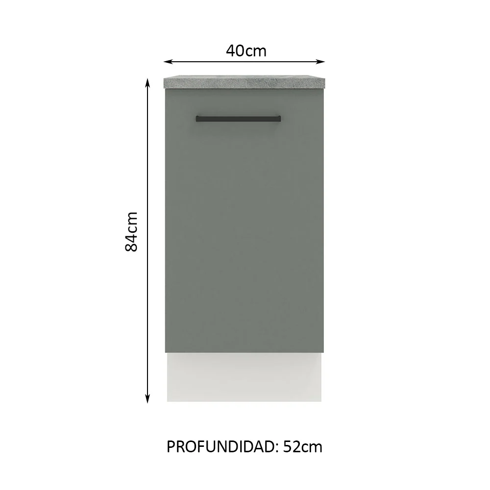 Bajo Mesada 40 cm Sin cajones 1 Puerta Agata Blanco/Gris - Image 2