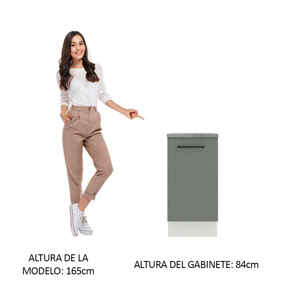 Bajo Mesada 40 cm x 60 cm, 1 Puerta Agata Blanco/Gris - Image 3