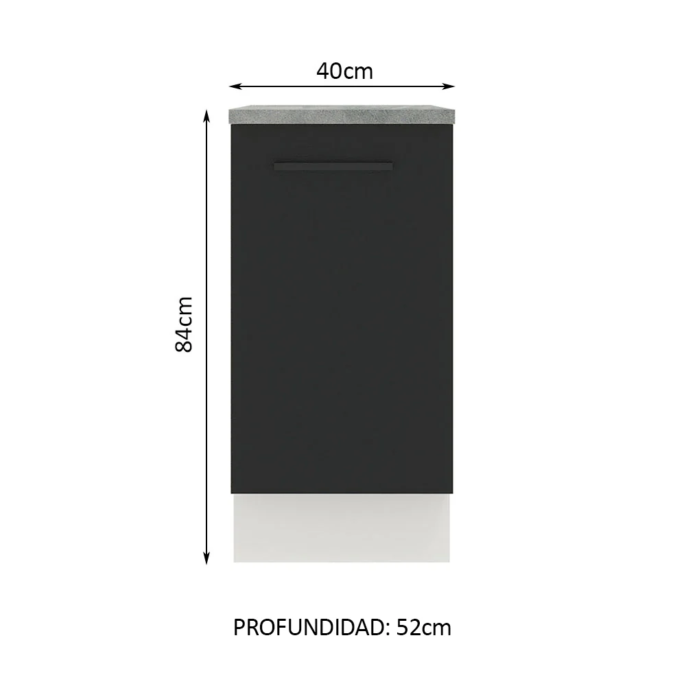Bajo Mesada 40 cm Sin cajones 1 Puerta Agata Blanco/Negro - Image 2