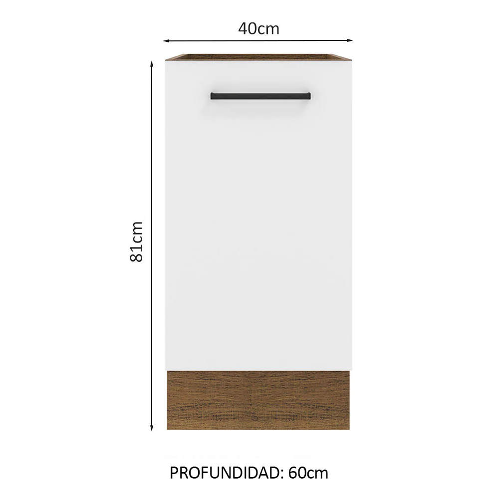 Bajo Mesada 40 cm x 60 cm, 1 Puerta Agata Marrón/Blanco - Image 2